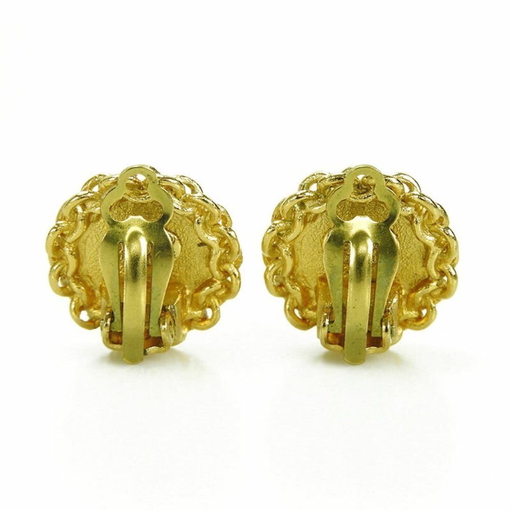 CHANEL Authentic Vintage Gold Logo Earrings
